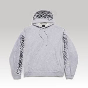 Cursive Oversized Hoodie Light Heather Grey