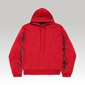 Cursive Oversized Hoodie Light Heather Red