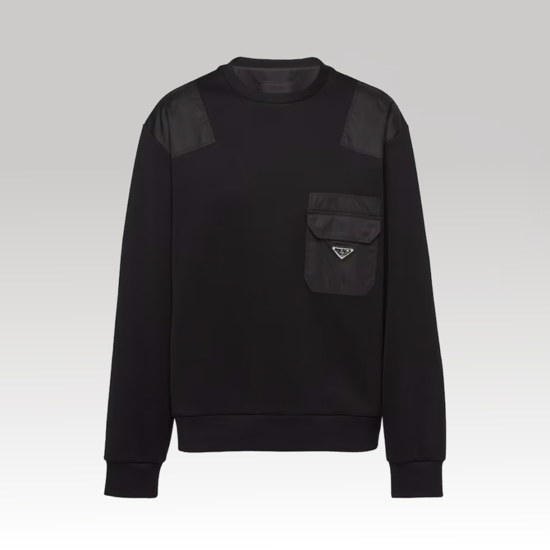 Cotton Fleece Sweatshirt with Re-Nylon Details