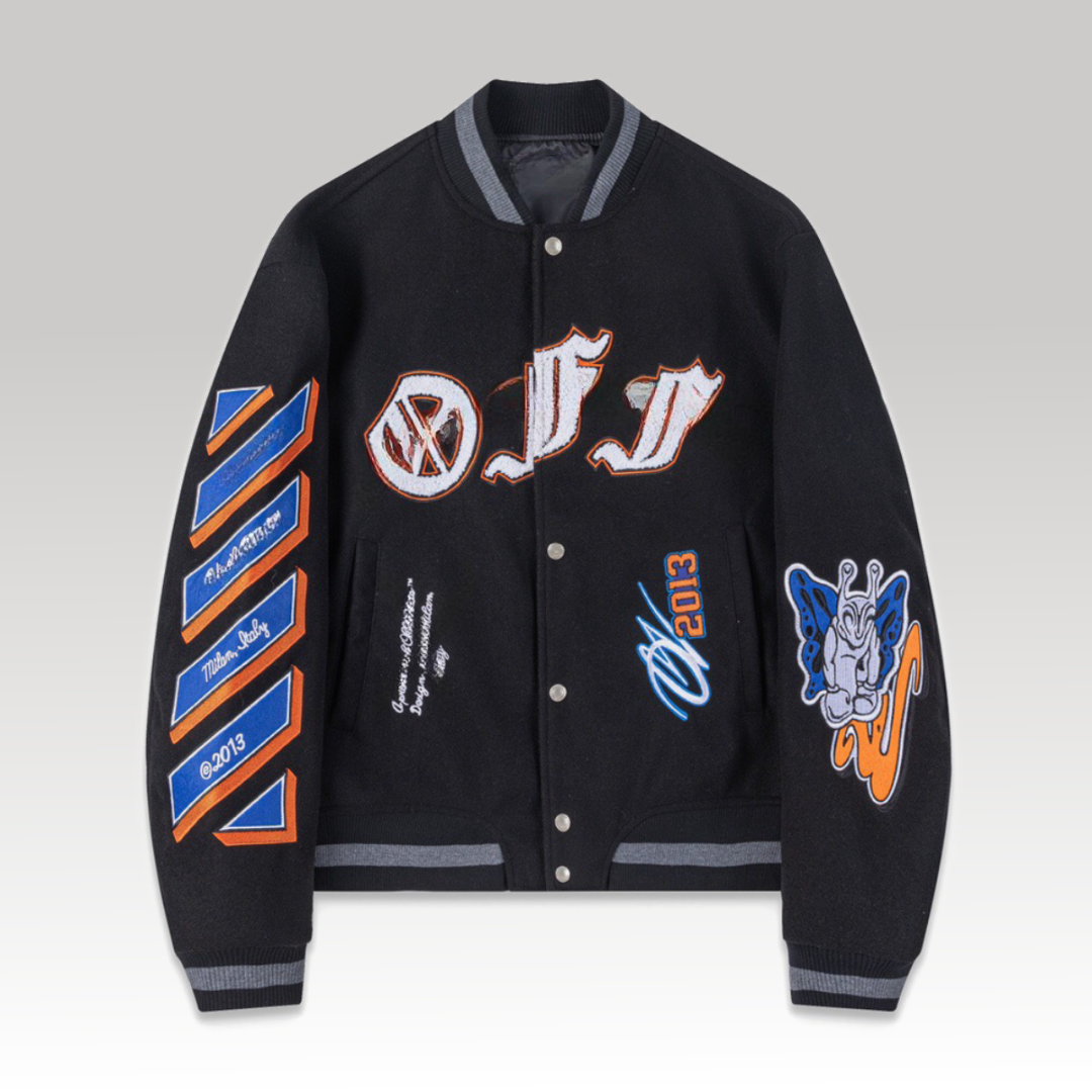 Chenille Logo Bomber Jacket Black