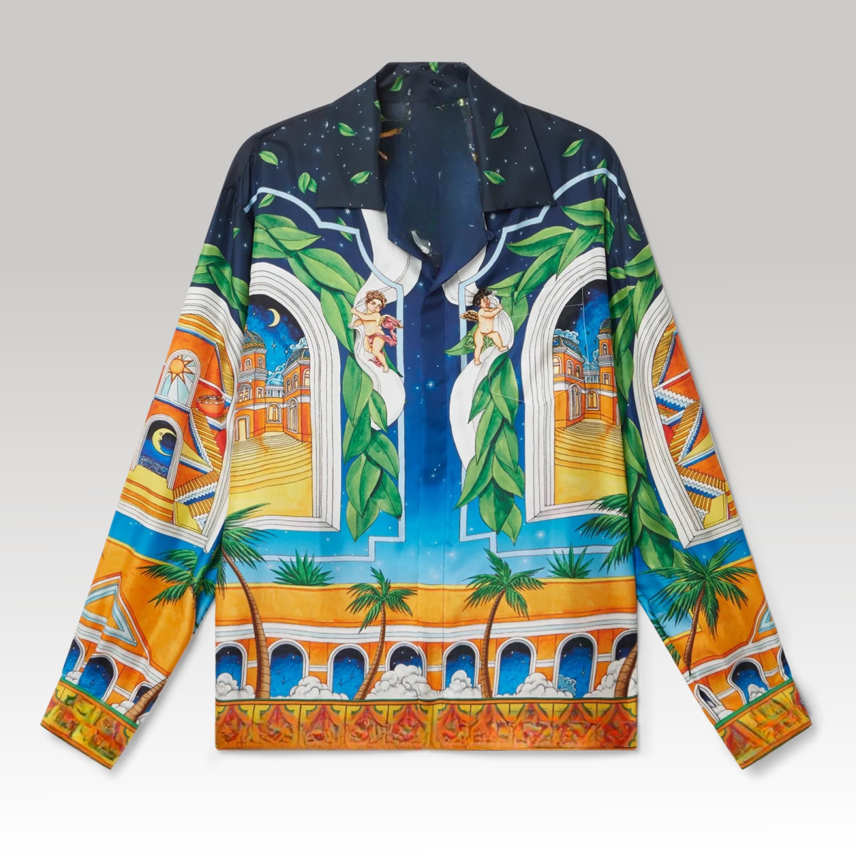 Maison D'Ete Cuban Collar Silk Shirt