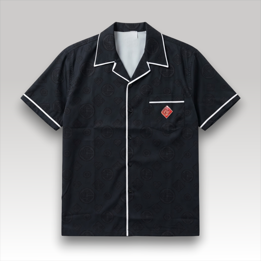 Black Towelling Monogram Shirt