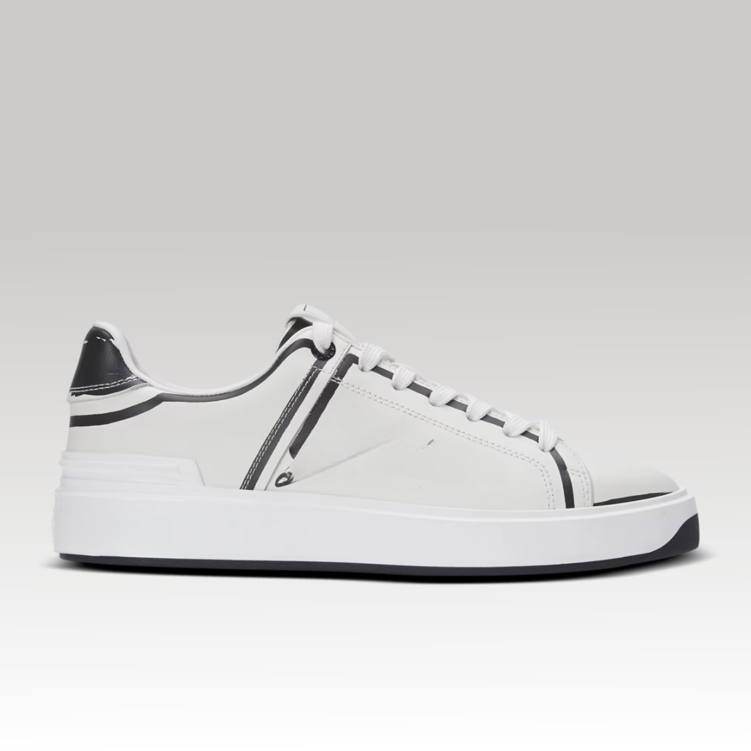 B-Court Printed Calfskin Trainer White