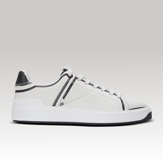 B-Court Printed Calfskin Trainer White
