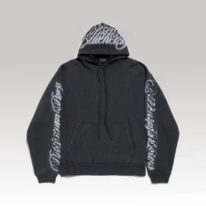 Cursive Oversized Hoodie Light Heather Black