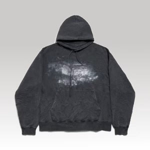 Washed Crayon Loop Oversized Hoodie Black