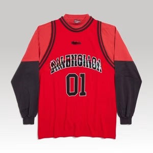 Basketball Series Layered Longsleeve T-Shirt Red