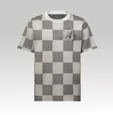 Damier Jacquard Short-Sleeved Cotton Crewneck