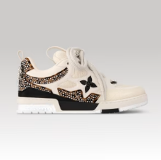 SK8 Sneaker White And Brown Strass