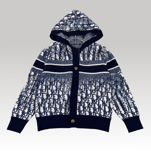 Kids Blue Oblique Knit Hoodie