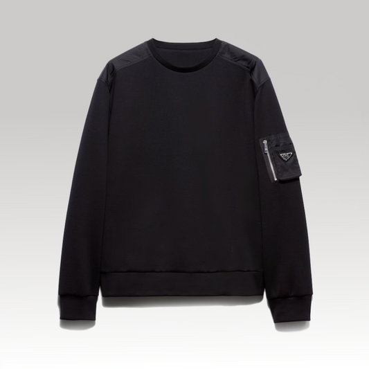 Cotton Fleece Sweatshirt with Re-Nylon Details