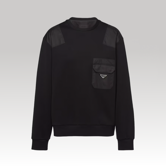 Cotton Fleece Sweatshirt with Re-Nylon Details