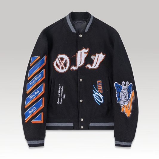 Chenille Logo Bomber Jacket Black