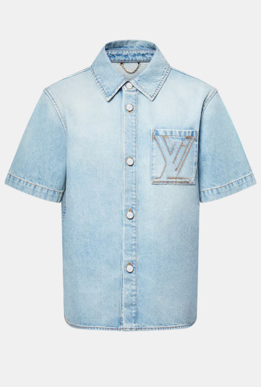 Short-Sleeved Denim Shirt