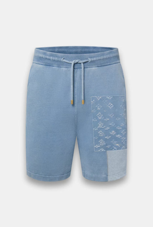 Denim Shorts Knit Patchwork